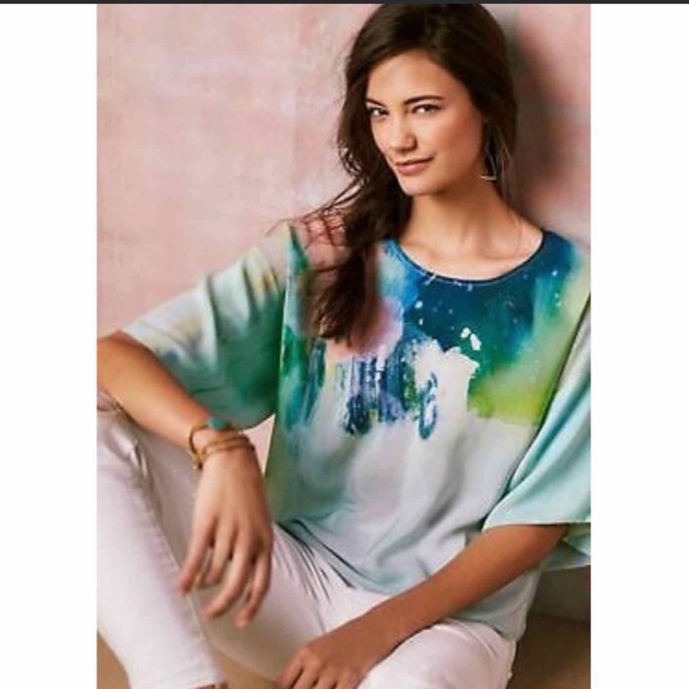 Anthropologie Aquarelle Silk Blouse